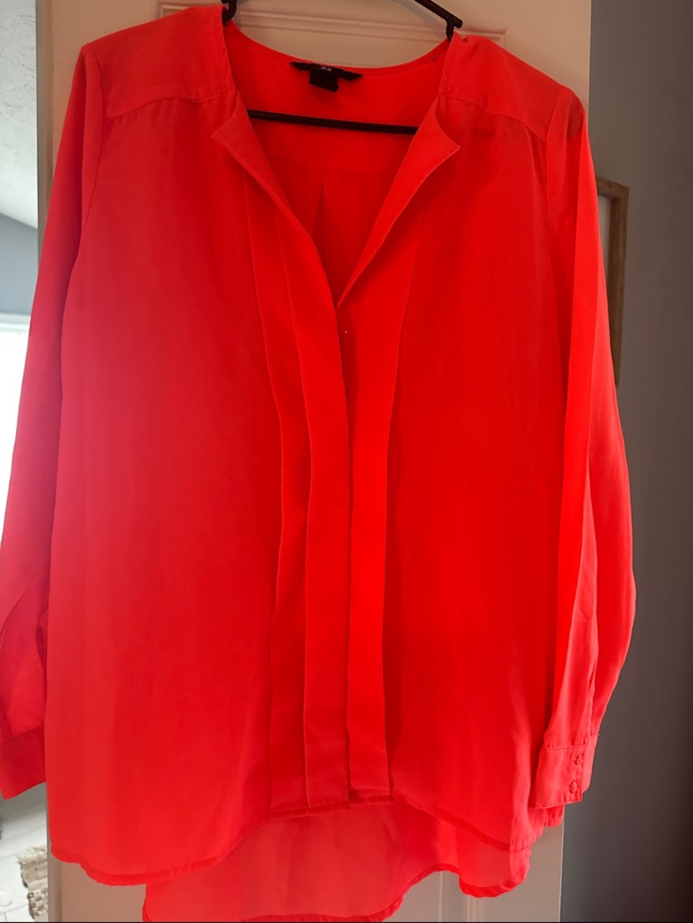 H&M Bright Red V-Neck Long Sleeve Blouse